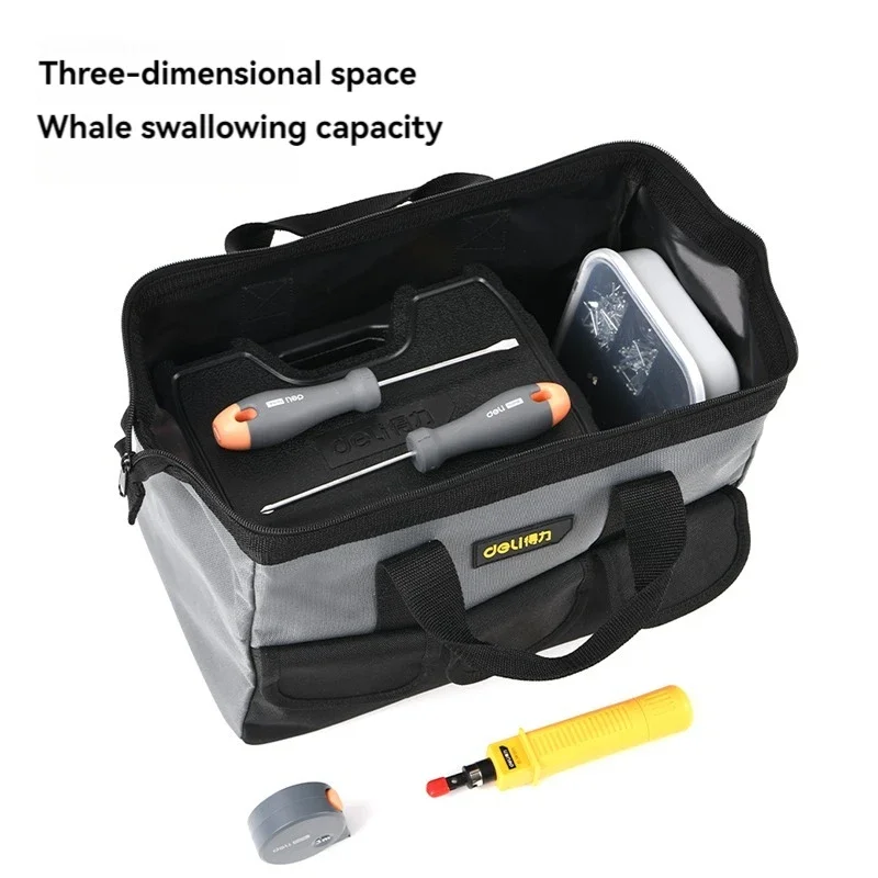 Deli Electrician Canvas Bag Handheld Tool Kit Durable Thickened Multi Functional Woodworking Repair Portable Storage Tool Bag