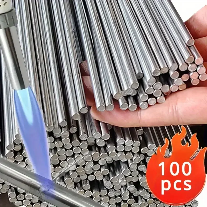 100 50Pcs Low Temperature Easy Melt Aluminum Universal Silver Welding Rod Cored Wire Rod Solder No Need Solder Powder Weld Bar