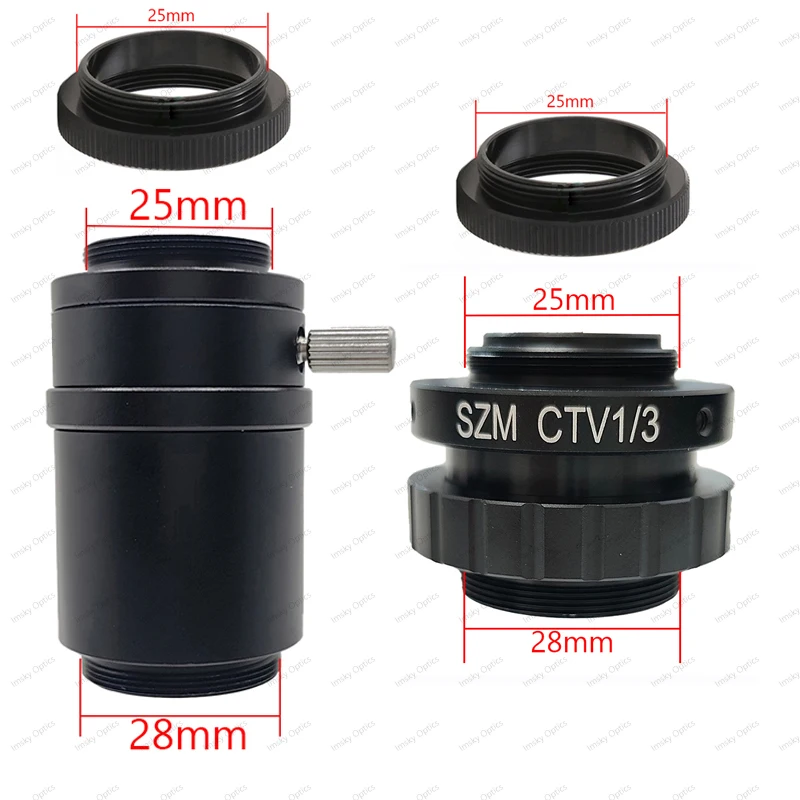 SZM CTV 1/2 1/3 1X CCD Adapter 0.3X 0.5X 1X C mount Lens For Zoom Trinocular Stereo Microscope HDMI VGA USB Camera