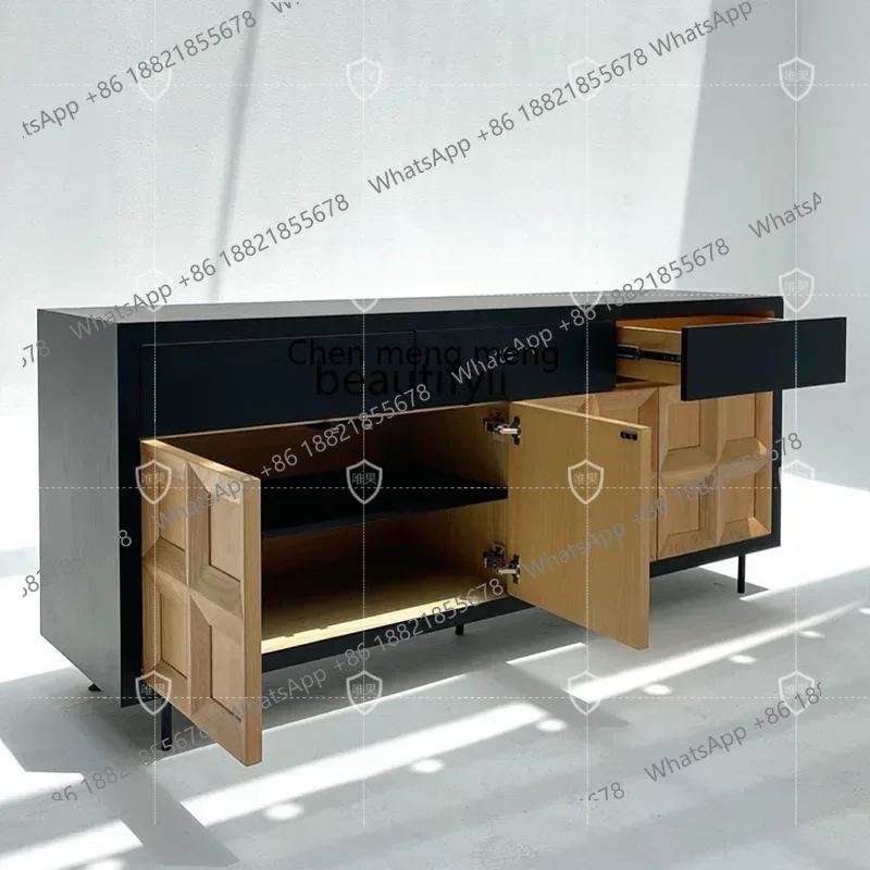 

Solid wood dining side retro side cabinet Italian oak storage Nordic side cabinetFH H