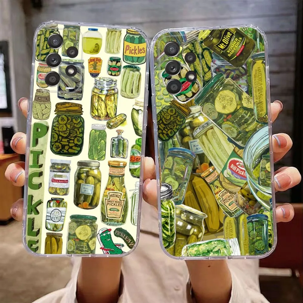 

Food Pickles Cucumber Phone Case For Samsung Galaxy A71,70,52,51,40,31,A50,30S,21S,Note20ultra Transparent Cover
