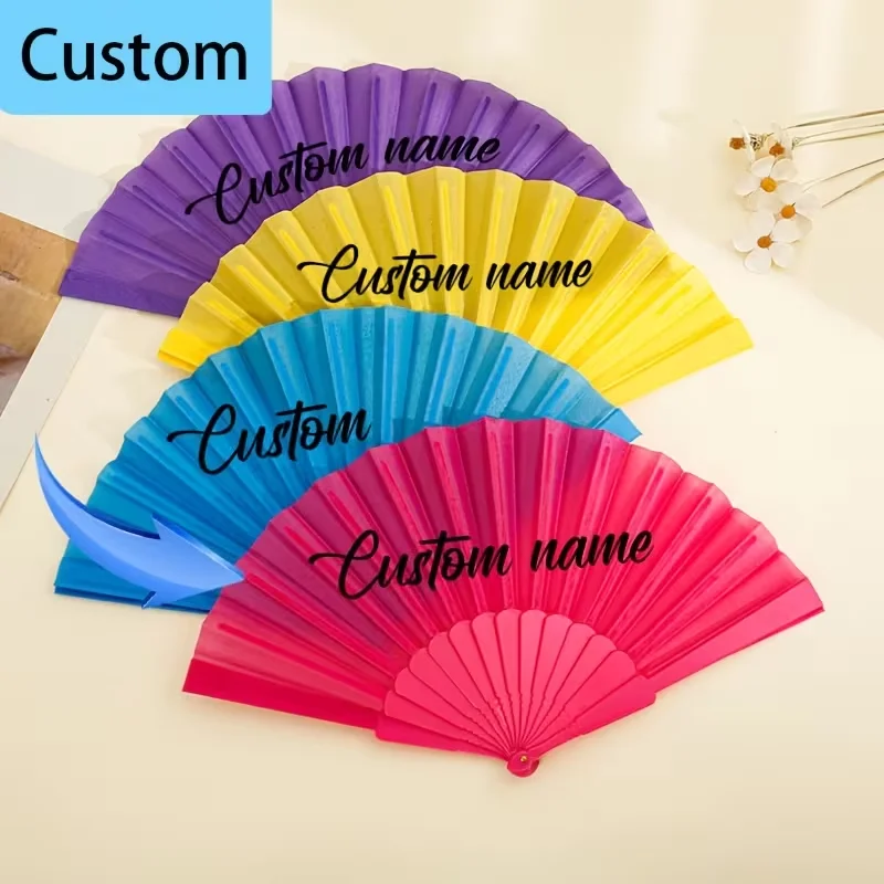 10Pcs Personalized Colorful Folding Fans - Customize with Name/Text, Elegant Handheld Folding Fans Suitable for Weddings, Balls, Birthday Gifts - Can Add Personal Message - Ideal for Ladies, Brides, Party Decorations -