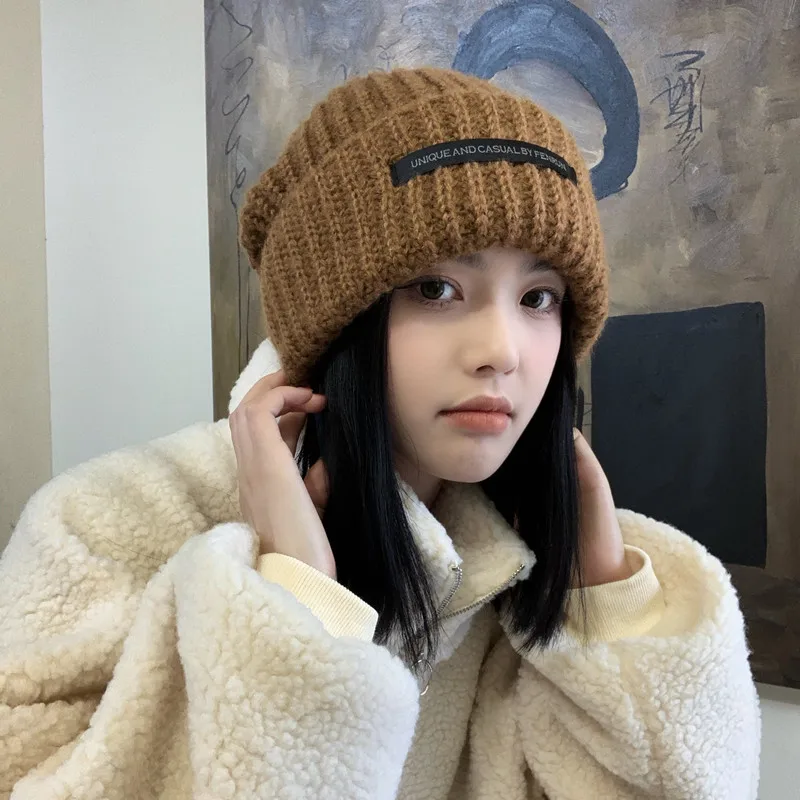 

Hat Women Beanie Winter Hats For Women Knitted Bonnet Solid Color Winter Cap Bonnet Femme Keep Warm Ear Protection Gorro