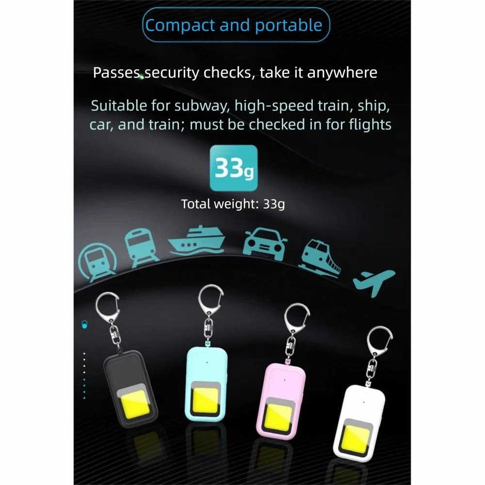 Allarme personale con suono sicuro da 130 DB Avviso batteria scarica Allarme 2 modalità Allarme di sicurezza personale Luce stroboscopica a LED con gancio per appendere