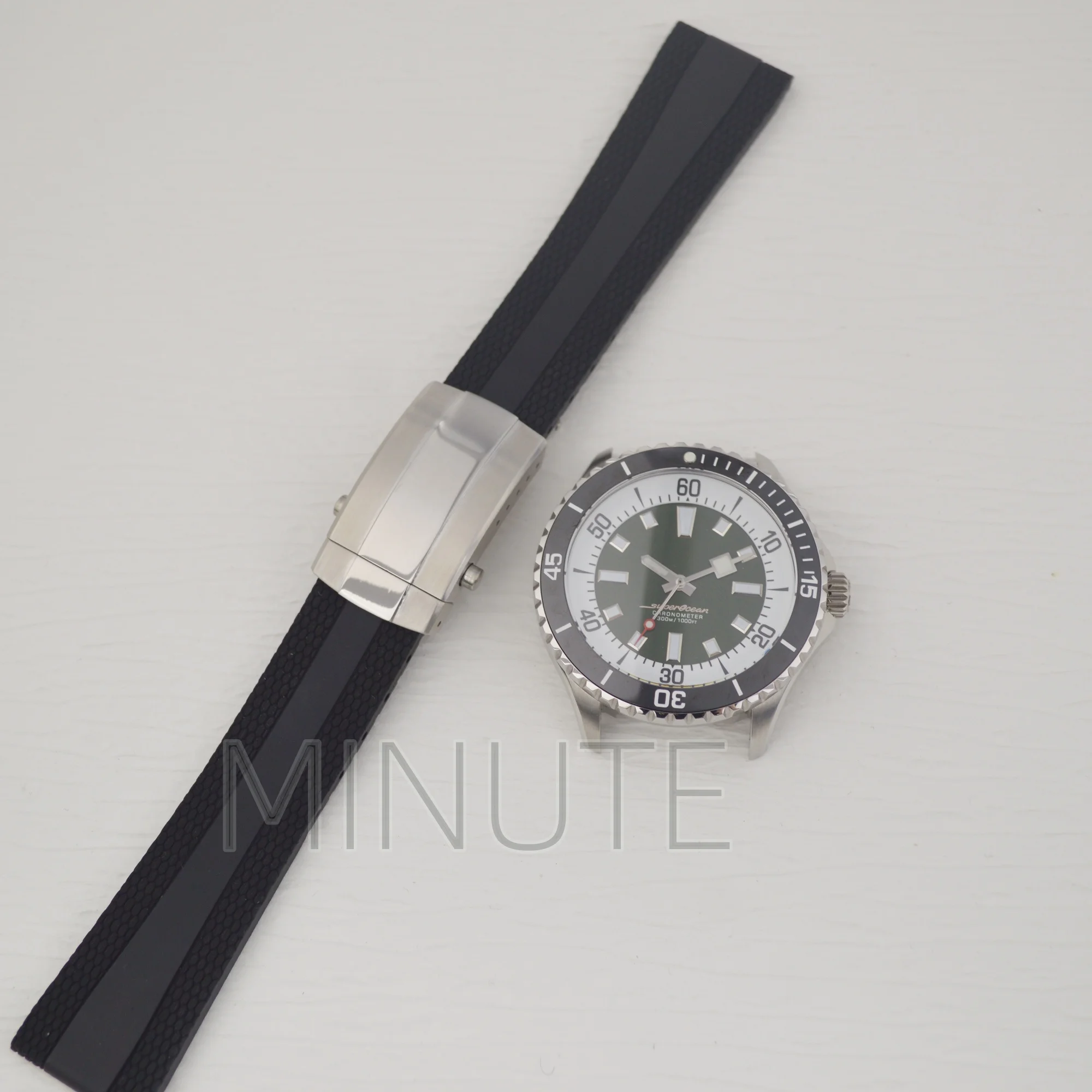 44mm NH35 Watch Case Rubber Strap Sapphire Glass Stainless Steel 200m Waterproof For Superocean NH35/36 Movement 35mm Dial Hands