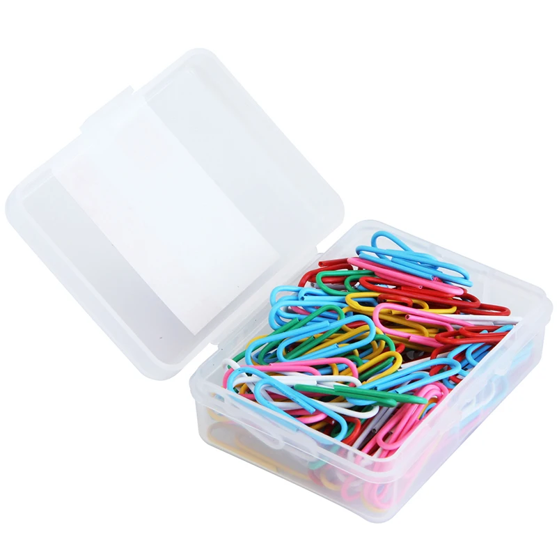 Deli Paper Clip Office Supplies Paper Clip Creative Color Metal Nickel Plated Bookmark Box Set Document Binding 100 pieces/box