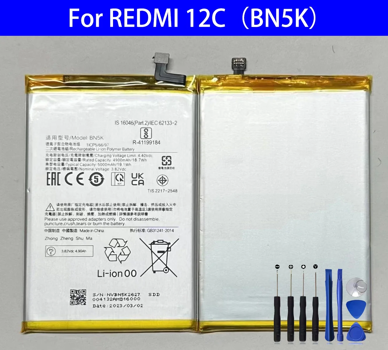 

BN5K Battery For REDMI 12C Repair Part Original Capacity Mobile Phone Batteries Bateria