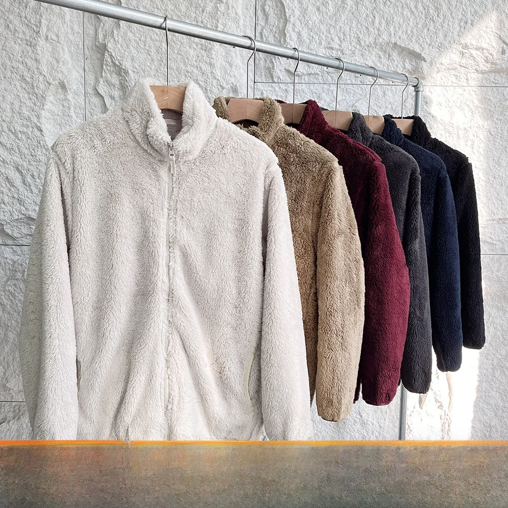 

Warm Fce Lined Stand Collar Zipper Jaet Couples Monkey Outerwear Stand Fit Long Sve Youth Casual Stand Sle Pu...