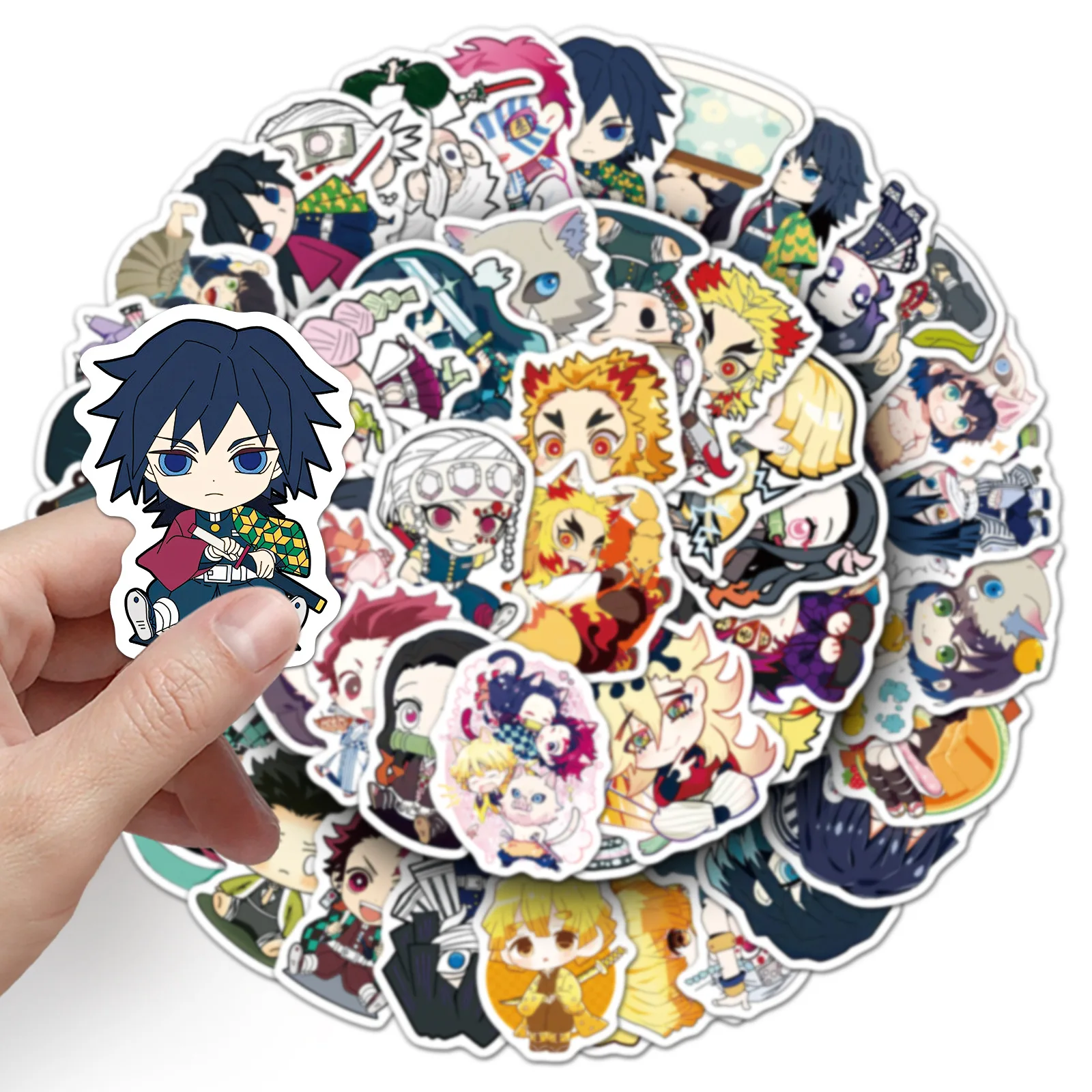 50 Stück Niedliche Cartoon Anime Demon Slayer Aufkleber Dekoration Laptop Handy Koffer Notizbuch Etiketten Schreibwaren Sticker