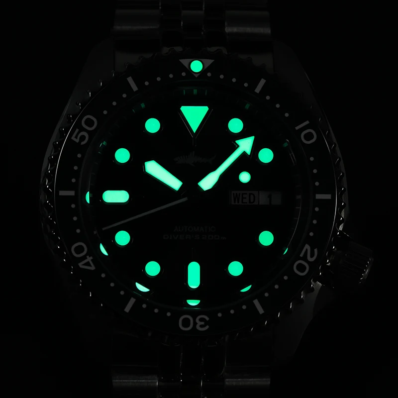 HEIMDALLR SKX007 Dive Watch NH36 Automatic Mechanical Sapphire Glass C3 Super Luminous 200M Waterproof 316L Steel 42mm Men Watch