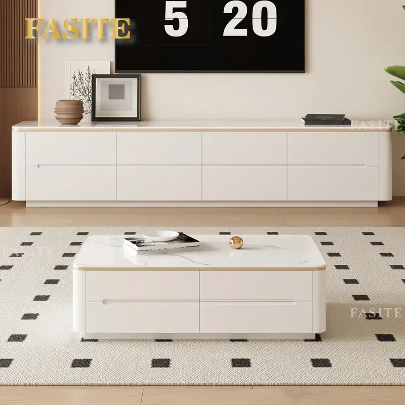 For Small Apartment Living Room Modern Simple Solid Wood Coffee Table TV Cabinet Combination Floor Standing Home Furniture