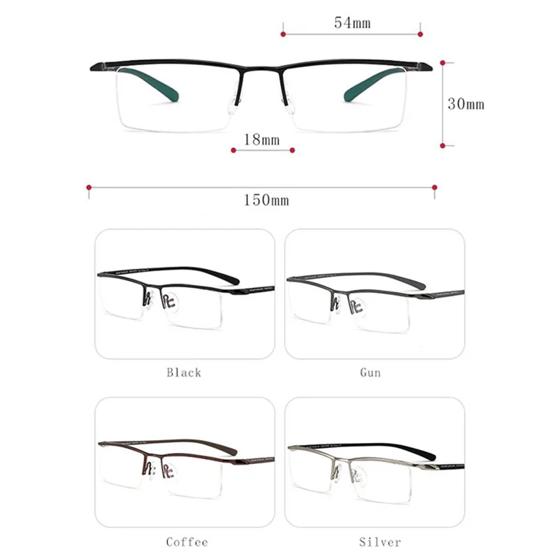 HDCRAFTER Pure Titanium Glasses Frame Men Half Square Myopia Optical Prescription Eyeglasses New Semi Rimless Eyewear P8190