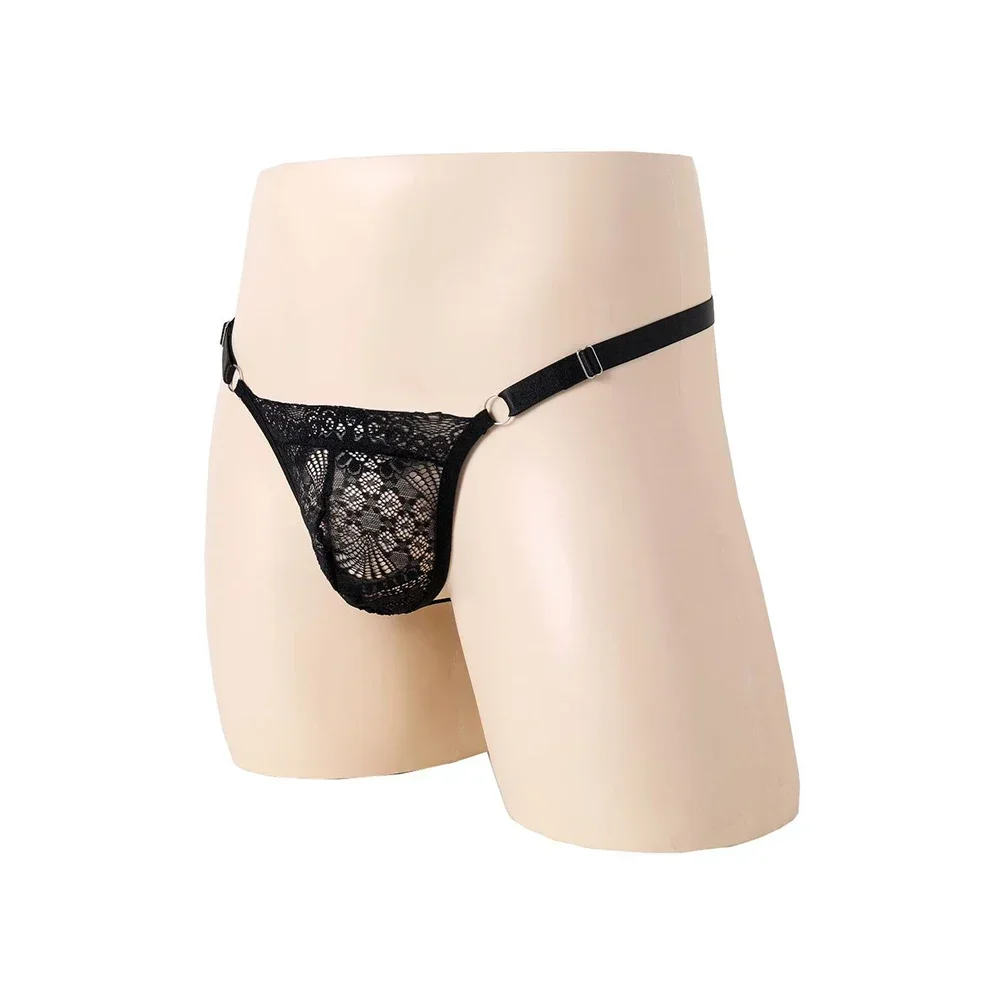 Men Sexy Men\'s Lingerie Low Waist Lace Rings Underwear Bulge Pouch Briefs Underpants Sexy Underwear For Men G-String Thongs