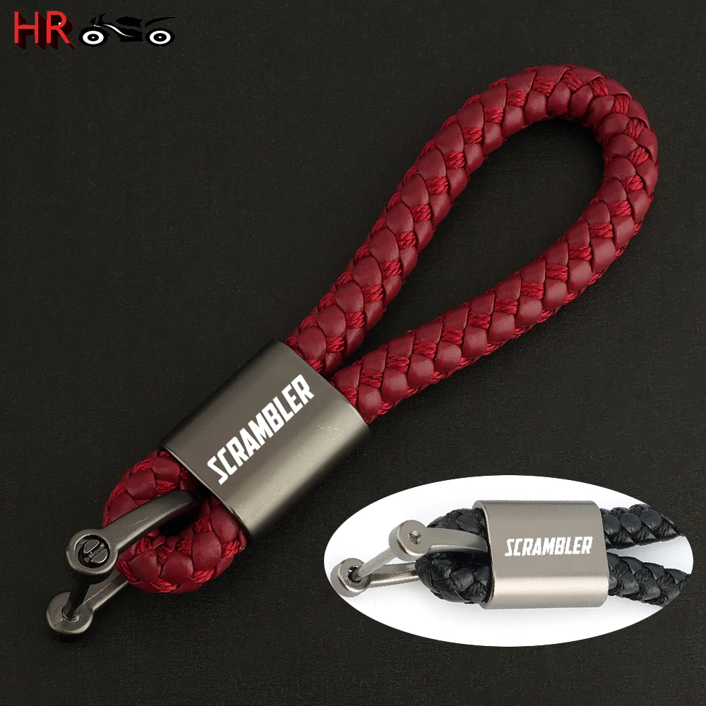 Hot Deal Key Chain Ring Accessories For Ducati Scrambler 400 800 1100 2014 - 2022 2023 Motorcycle Braided Rope Keyring Keychain