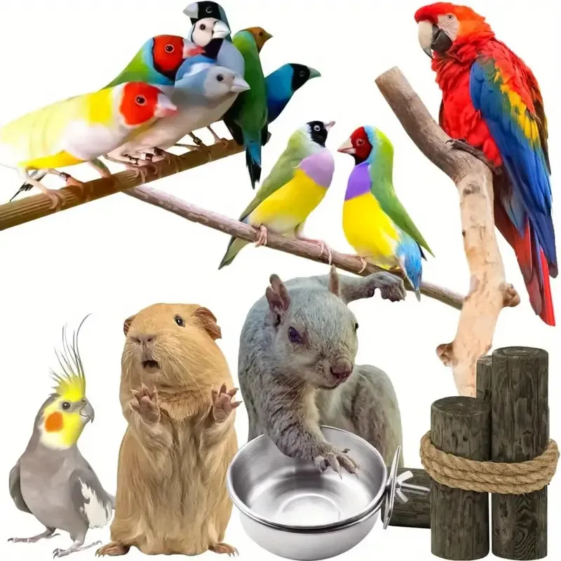 وحدة تغذية الطيور الببغاء أرنب الهامستر طبق طعام الحيوانات الأليفة كوب ماء مشبك من الفولاذ المقاوم للصدأ على قفص شرب الماء كوب وعاء معلق