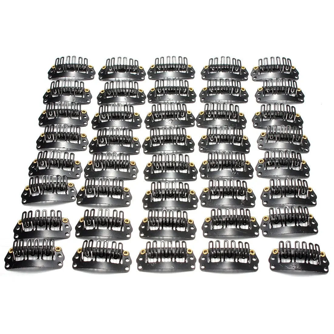 40pcs U-shaped clamp For Hair Extensions Wig Clips DIY Comb Black Frame