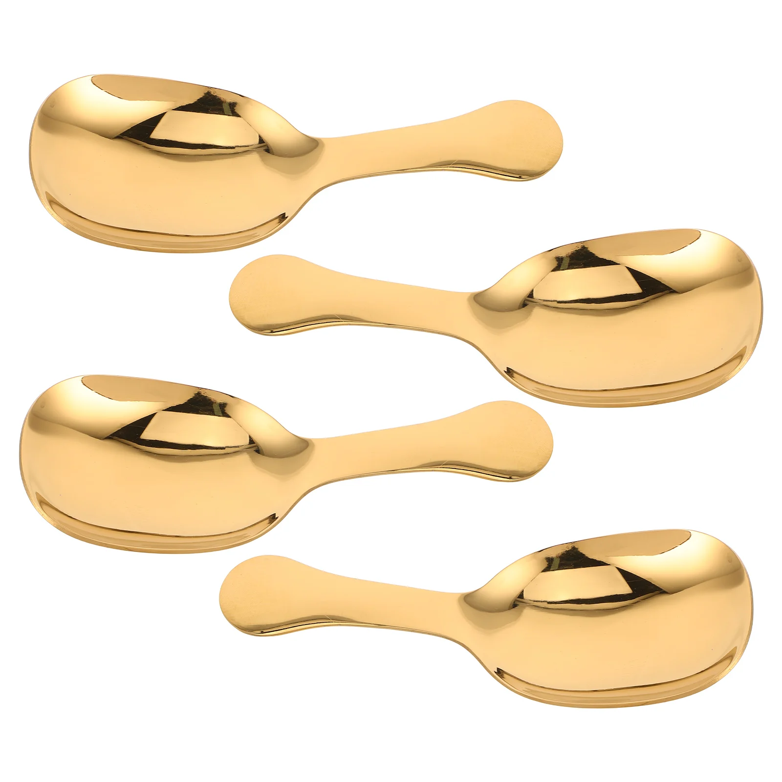 

4Pcs Stainless Steel Short Handle Spoon Set Polished Mirror Finish Deepened Spoon Head Ideal for Coffee Beans Tea Ice Cream