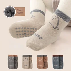 Newborns Cotton Baby Boy Socks Autumn and Winter New Thick Warm Children Baby Socks Silicone Non Slip Floor Toddler Socks