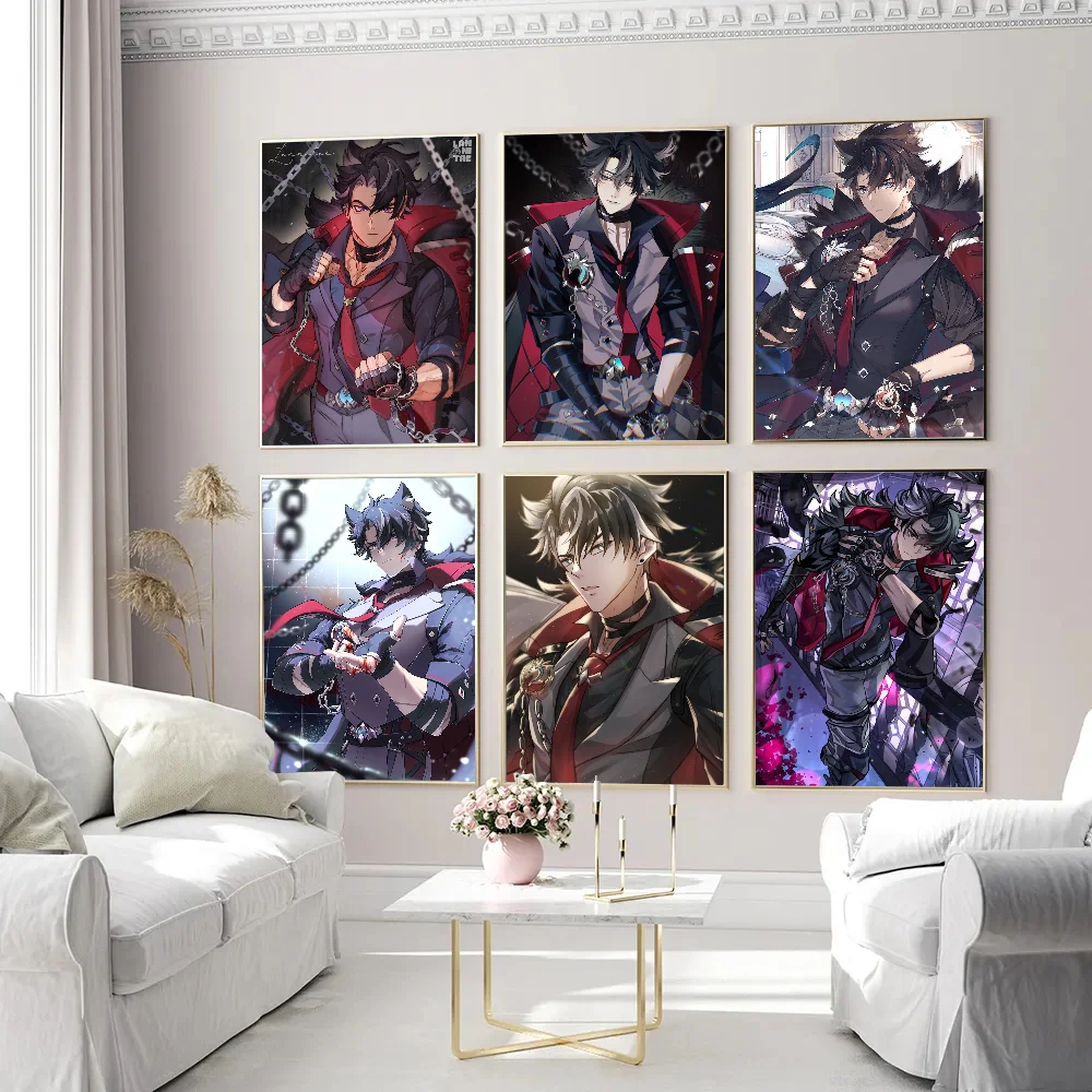 Genshin Impact Wriothesley Anime Posters Sticky HD Quality Wall Art Retro Posters for Home Kawaii Room Decor