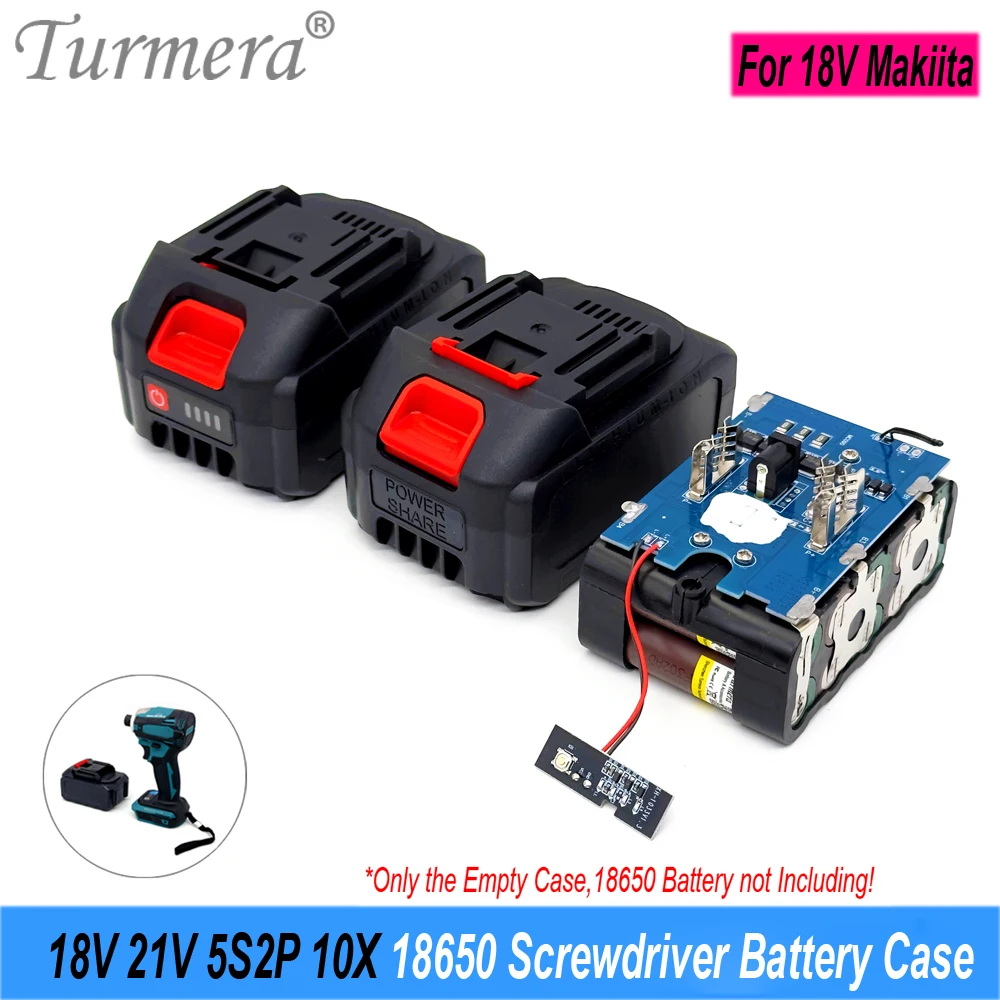 Turmera 18v 21v schrauben dreher batterie gehäuse 5x 10x 15x 20x 18650 halter 5s 50a max.100a bms schweiß nickel zum ersetzen der elektrischen bohrmaschine – Detail 15