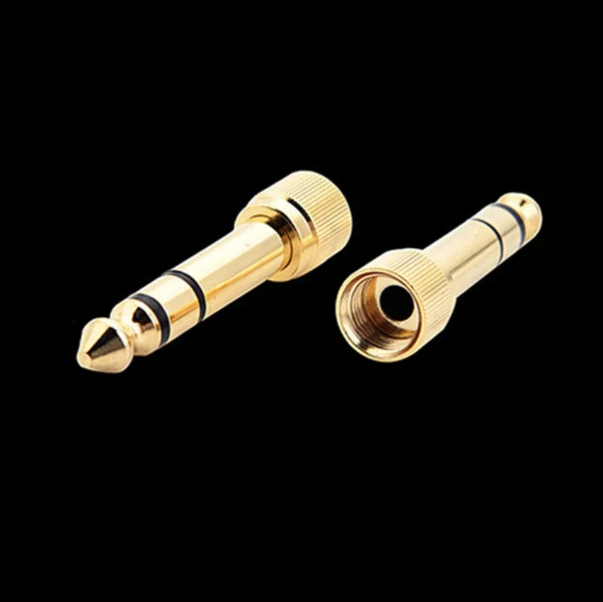 

100pcs Gold 6.35mm Male to 3.5mm Female Plug Stereo Jack Audio Headphone Adapter Screw Connector Converters