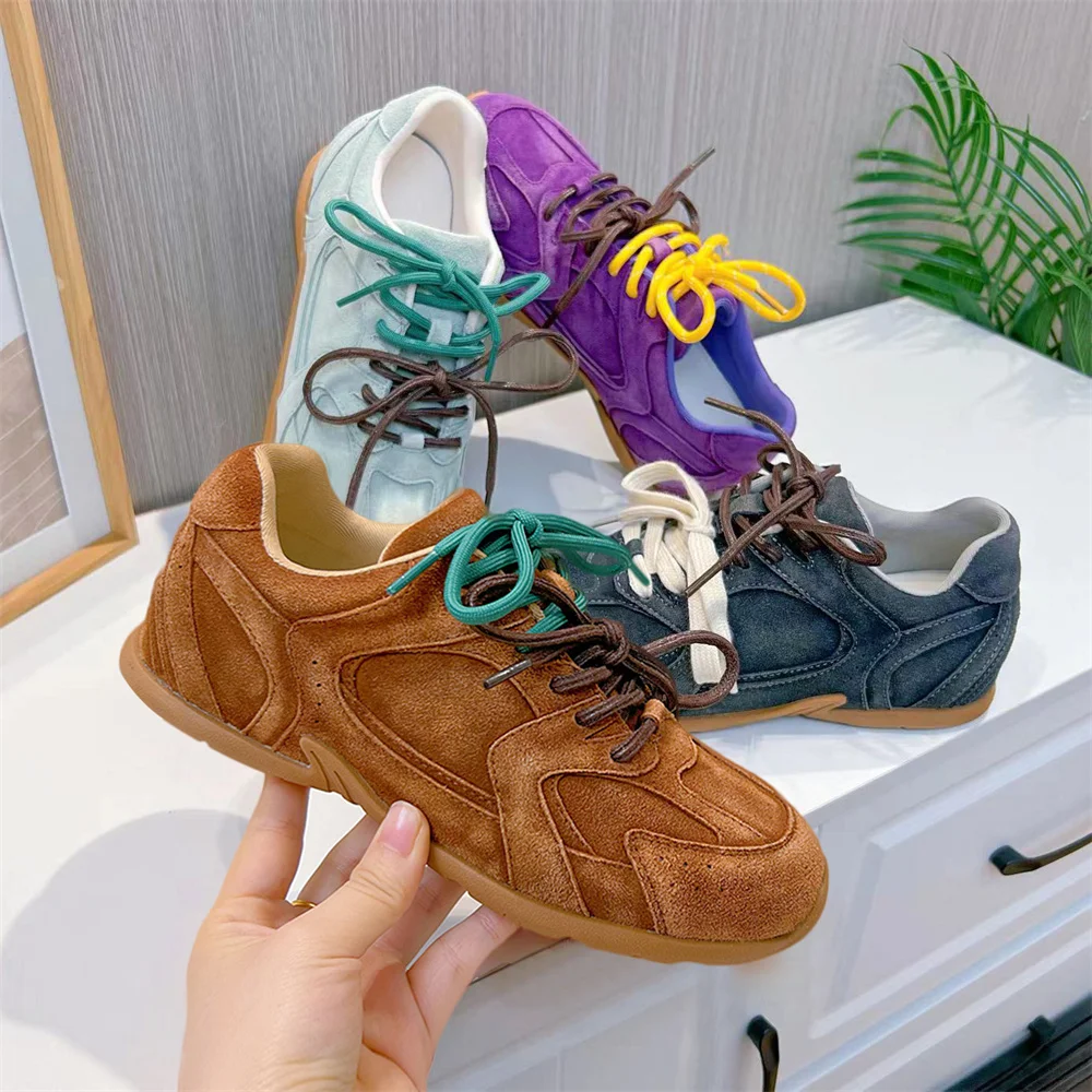 FEDONAS Fashion Women Suede Leather Sneakers Retro Training Shoes Women Contrast Flat Casual Shoes Woman Sport Flats Sneakers