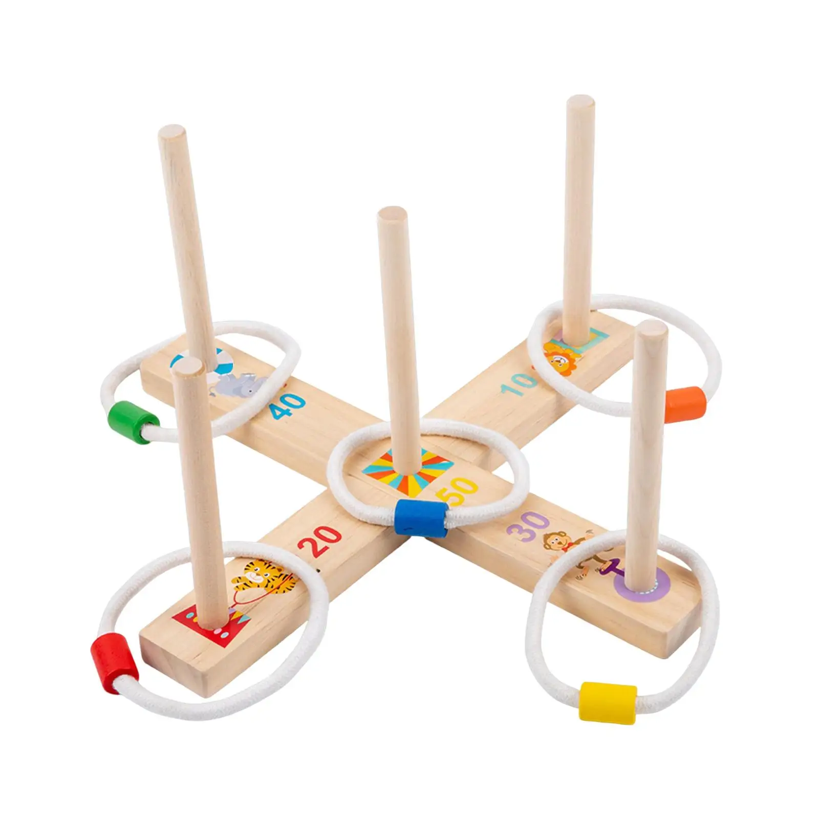 1 Set Wooden Ferrule Game Puzzle Toy Ring Toss Montessori Durable Educational Gift for Garden Backyard Kids Outdoors