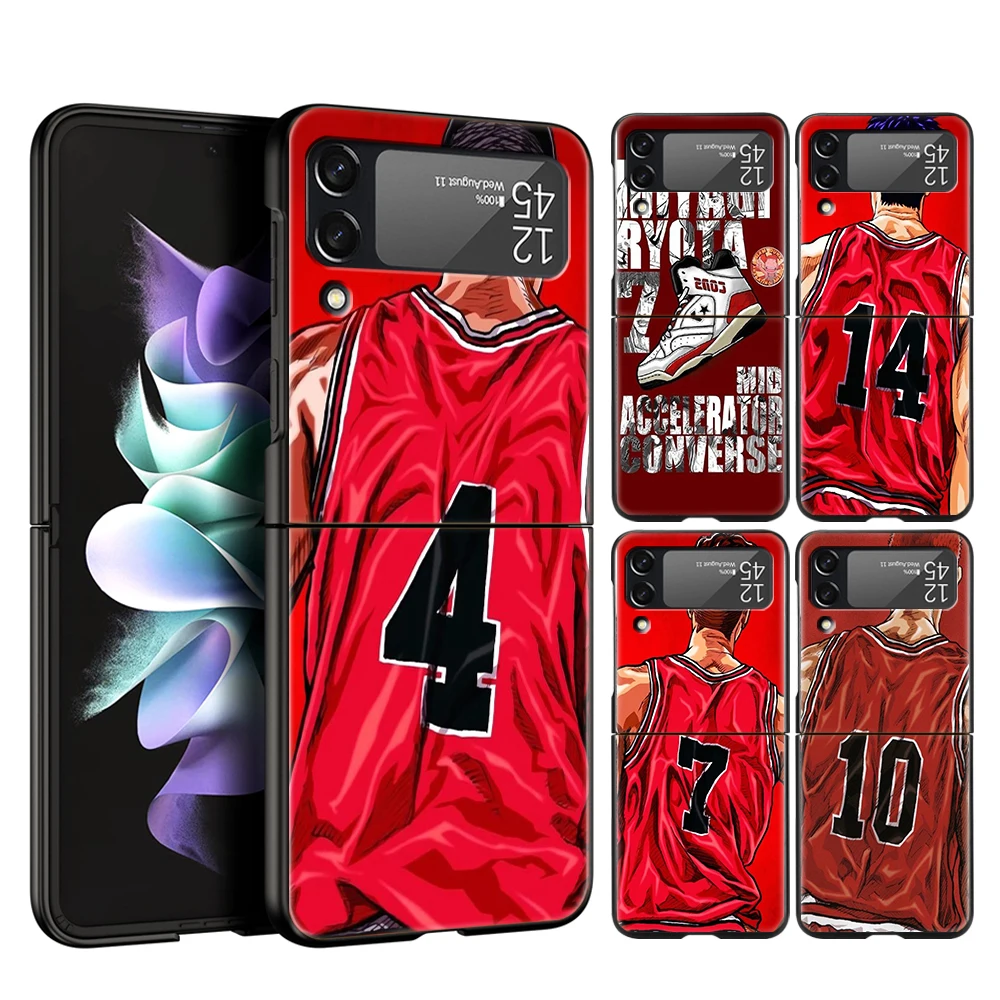 Basketball S-Slum D-Dunk Hard PC Phone Case For Samsung Galaxy Z Flip 5 4 3 Black Cover For Galaxy Z Flip 6 Foldable Shockproof