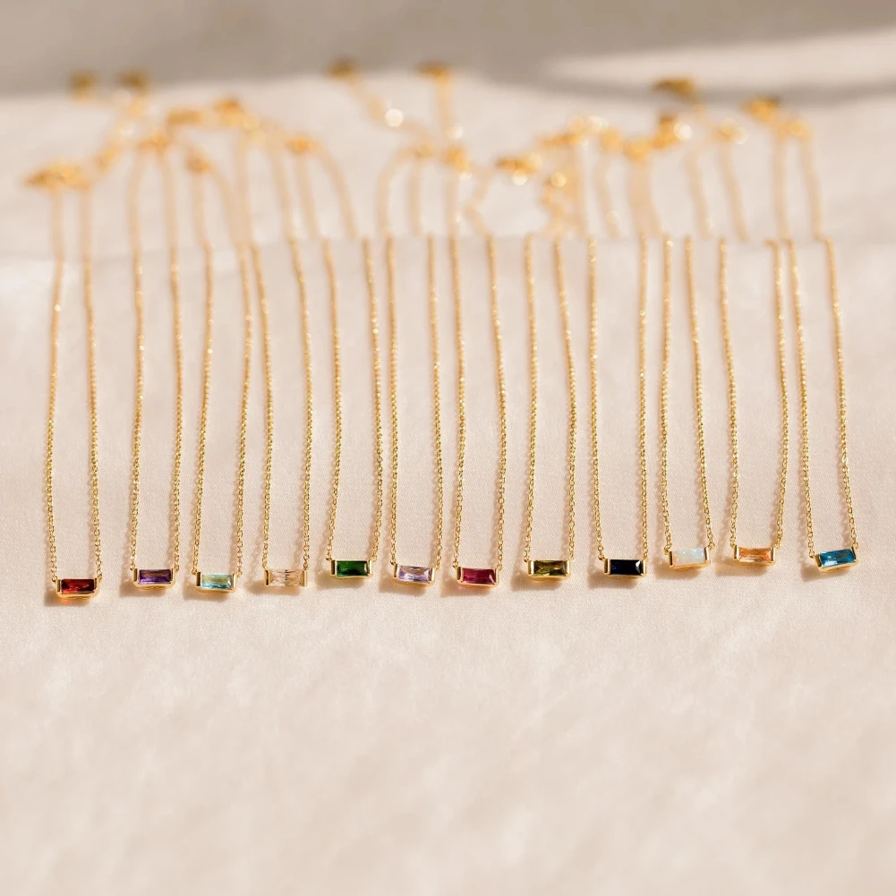 Collana con ciondolo rettangolare con zirconi colorati alla moda, catena in acciaio inossidabile placcato oro 18 carati, gioielli da festa per le donne