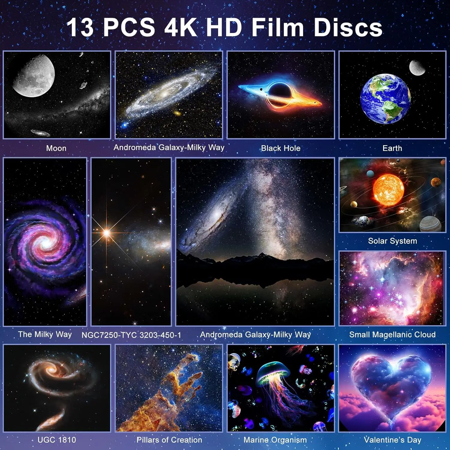 LED Night Light Galaxy Star Projector 4K HD 13 IN 1 Planetarium Projector 360° Rotation For Bedroom Decor Children Gift