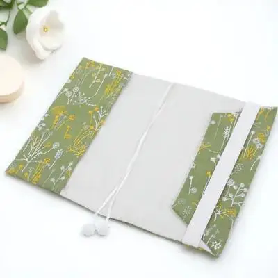 Funda de libro con patrón de planta, funda de tela A5 para libros de texto de tapa dura, cubierta protectora antidesgaste lavable reutilizable
