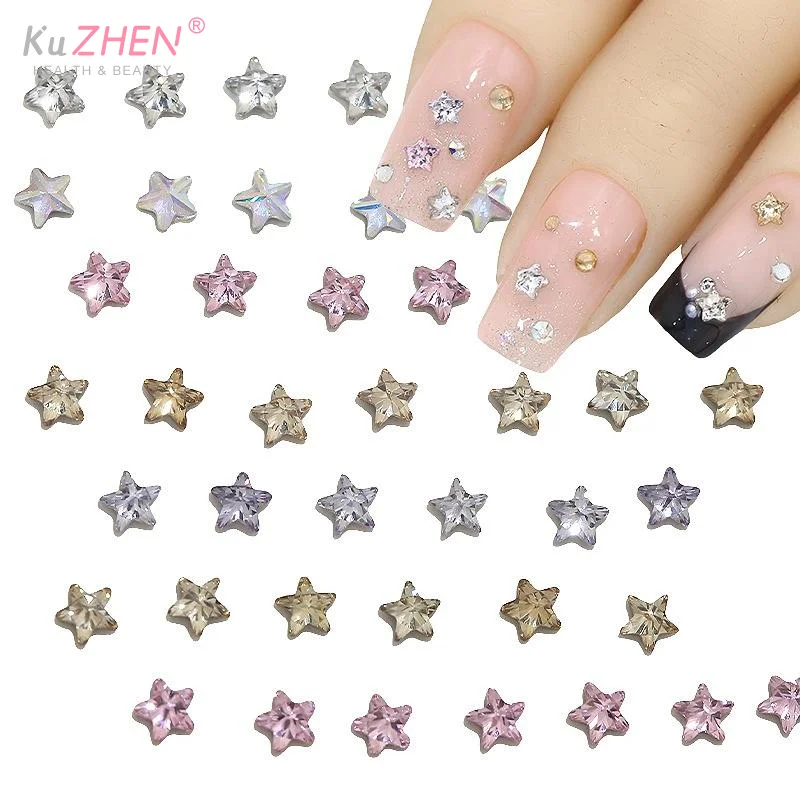 50 pièces strass décoration d'ongle étoile à fond plat Zircon strass ongles bricolage manucure articles décoratifs accessoires breloque d'ongle