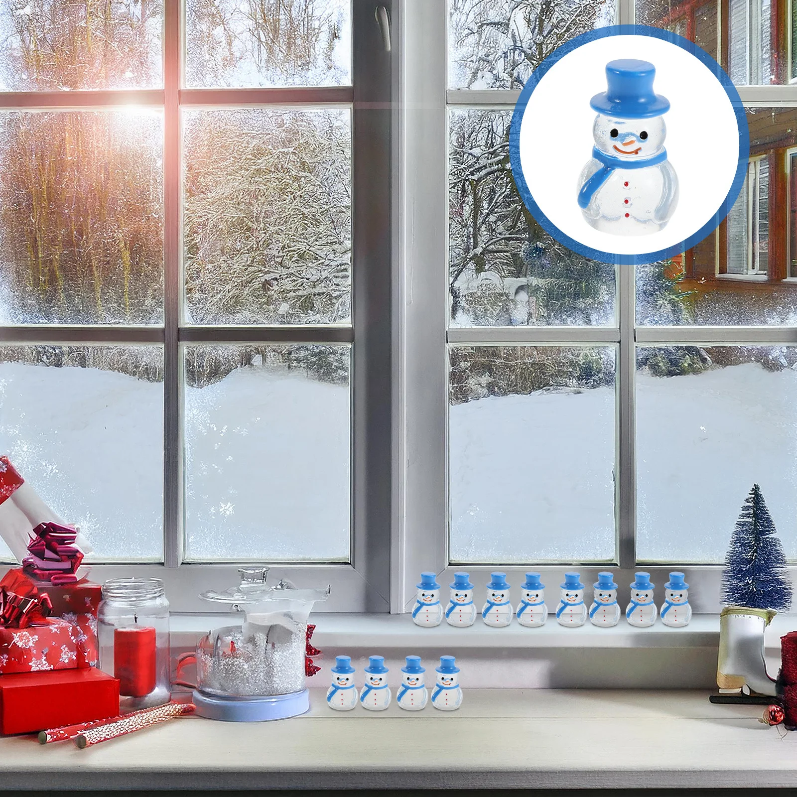 

20pcs Landscape Ornaments Resin Snowman Figurines Mini Winter Scene Decor Christmas Tabletop Centerpiece Fairy Garden Miniatures
