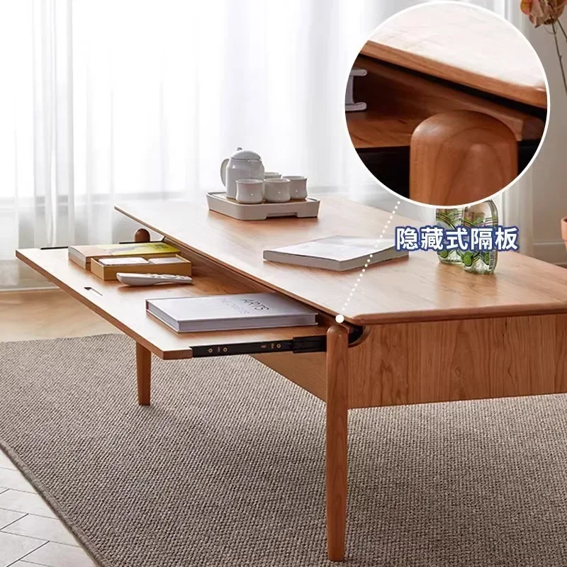 Design multi-functional and simple Nordic solid wood small apartment living room home Japanese tea table