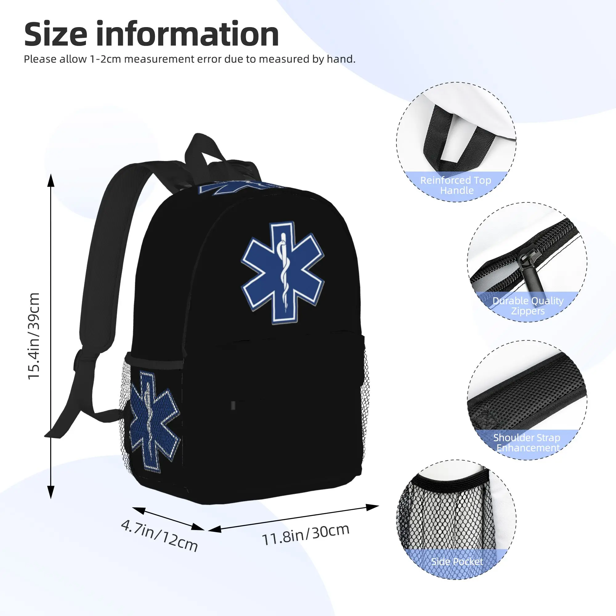 EMT Star Of Life Emergency Medical Backpack Hot Sale Daypack Boys Girls BookBag Shoulder Bags for Men Women School Bag
