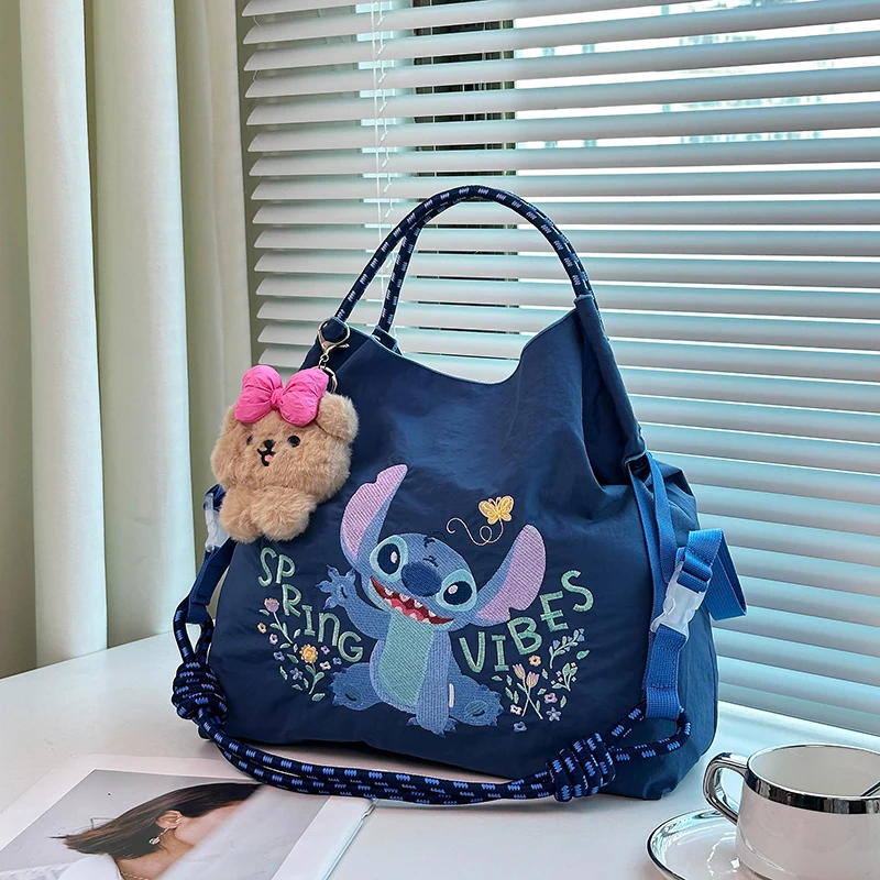 

Disney Stitch Animation Shopping Bag Cute Embroidery Eco Bags Cartoon Canvas Crossbody Bag Girls Birthday Gift Kids Toys