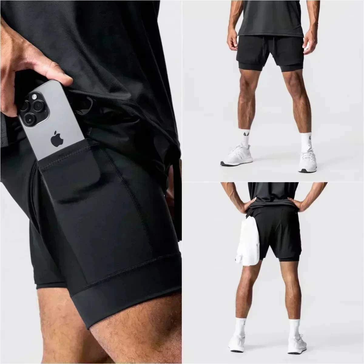 2026 Summer Dragon Ball Super Saiyan Blue Goku & "Go" Kanji 2-in-1 Gym Shorts Oversized Breathable  Fitness Retro Streetwear Uni view 6