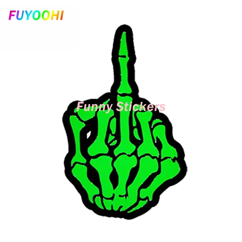 FUYOOHI Play Stickers Funny Car Stciker Skull Middle Finger Skeleton Decal Waterproof Pvc Stickers for Auto Moto Truck Tuning