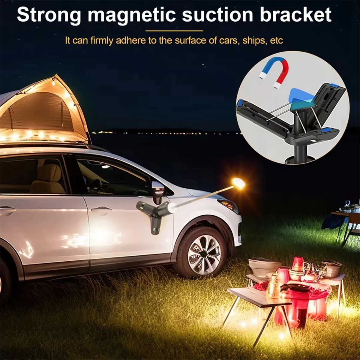 Outdoor Telescopic Camping Light 10000mAh Portable LED Work Light Magnet Tripod Base Tent Telescoping Camping Lantern