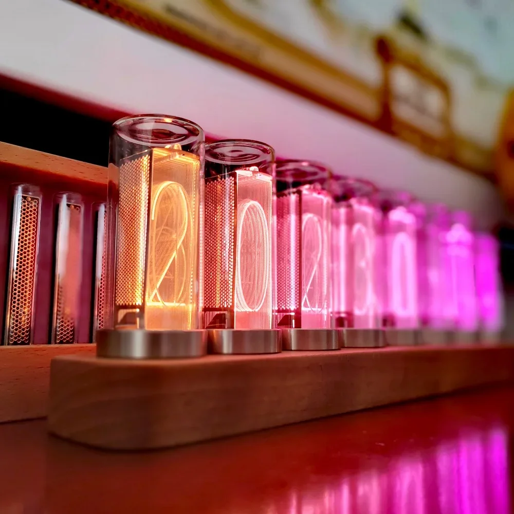 Luxury Nixie Tube Clock Wood Led Digital Watch Table Glow Tube Clock Alarm Desktop Electronic Lamp Clocks Home Decoration Gift