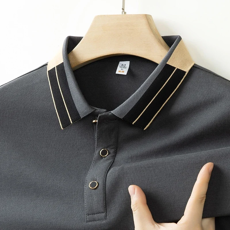 2026 New Men's Business Casual Short Sleeved Shirt Solid Color Polo Shirt Fashionable Breathable Comfortable Versatile Top