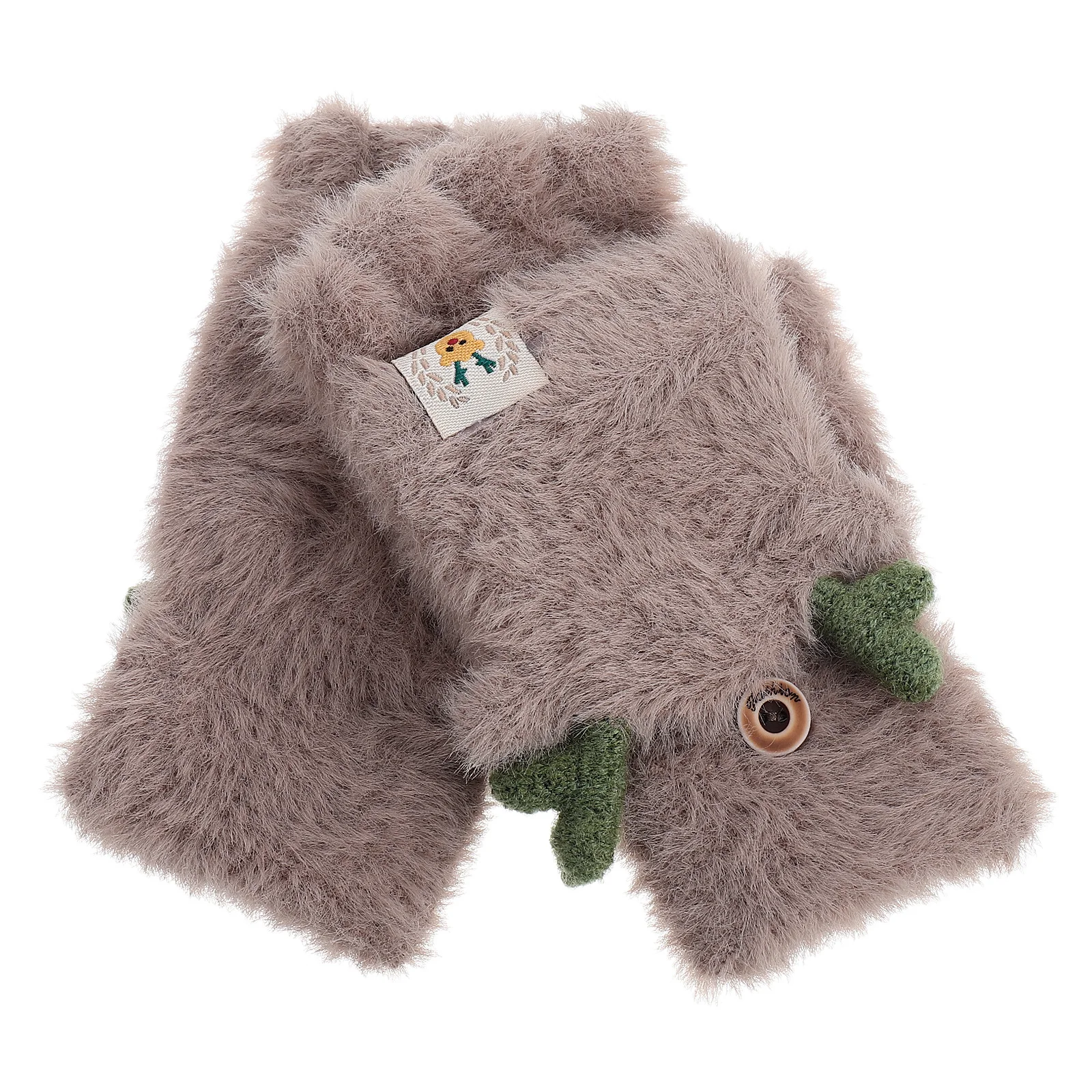 1 زوج دافئ صوف مبطن الغزلان القرن قفازات للنساء عيد الميلاد قرن الوعل نمط نصف اصبع القفاز الشتاء في الهواء الطلق الكرتون #5