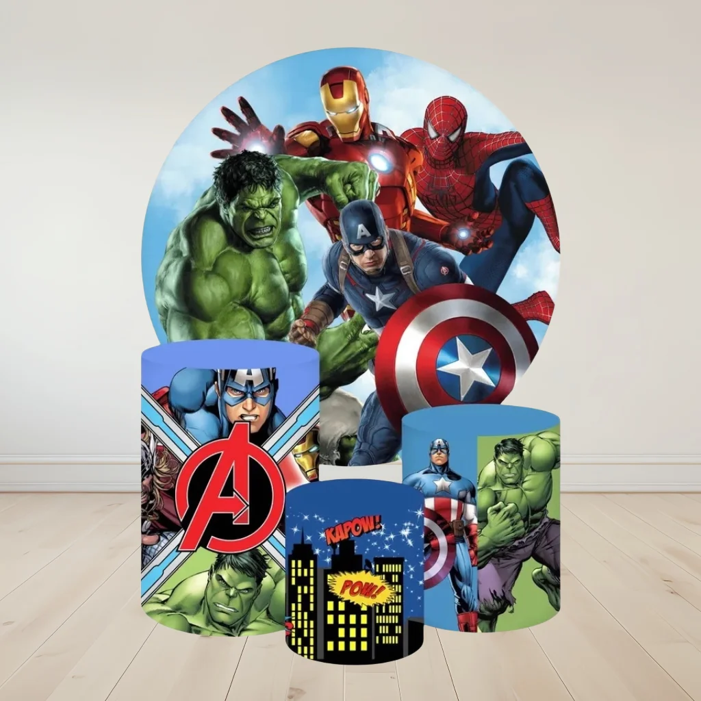 

Hasbro Hero Spider Man Iron Plinth Cover Round Birthday Party Animated Cartoon Backdrop Photo Studio Photography Background