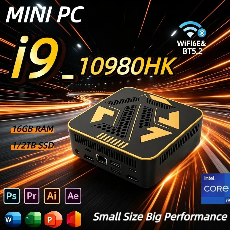 Core i9-10980HK Mini PC with 16GB RAM 1/2TB Large SSD, M.2 NVME,4K High Definition, perfect for Gaming and Office Desktop.