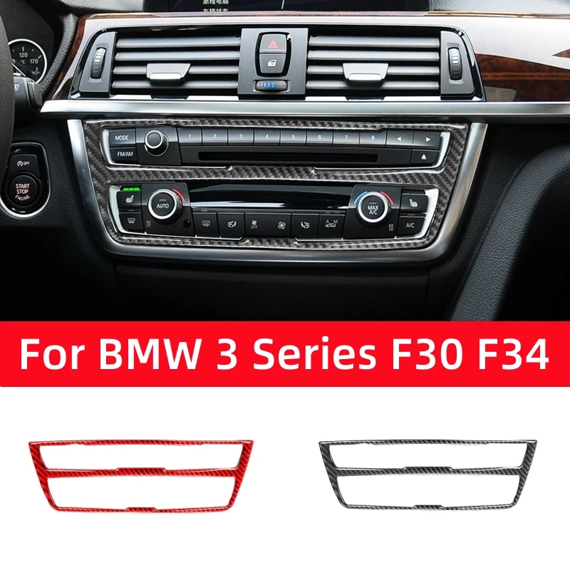 For BMW 3 Series GT F30 F34 2013-2016 Accessories Carbon Fiber Car Air Conditioning CD Switch Button Trim Frame Cover Stickers