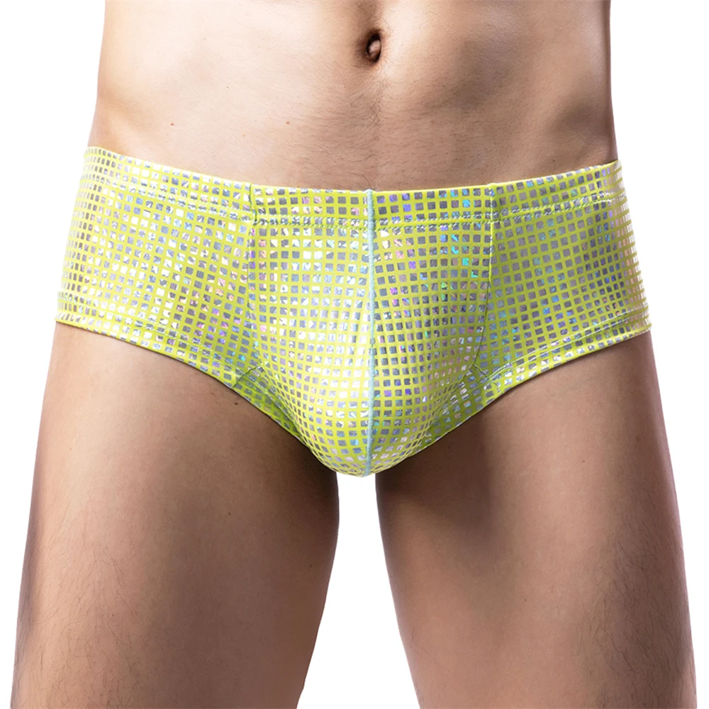 

Модные цветные мужские трусы с блестками и плоскими углами, сексуальная расширенная сумка-боксер, нижнее белье с плоскими углами, сексуальное забавное нижнее белье для ночного клуба