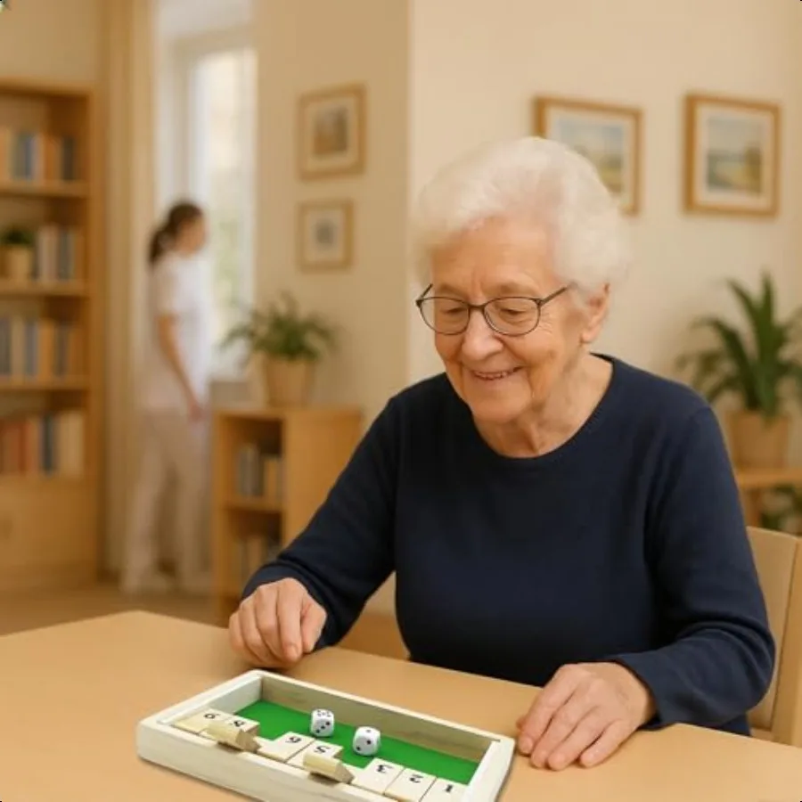Aktywności dla osób z demencją, drewniana gra \"Zamykaj pudełko\" dla seniorów, produkty wspomagające pamięć dla osób starszych z chorobą Alzheimera, łatwe ćwiczenia poznawcze dla dorosłych.