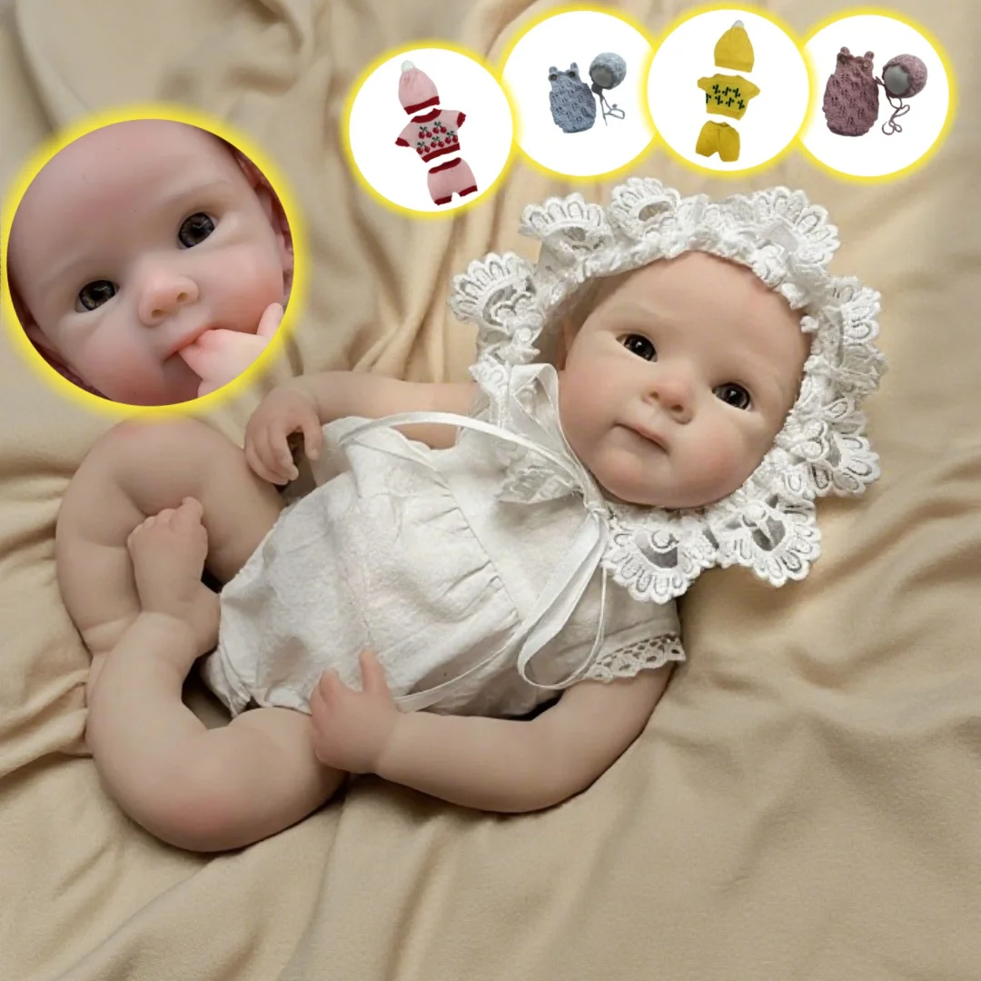 

Открытый рот, 13 дюймов, однотонная силиконовая кукла Bebe Reborn Girl с 2 комплектами одежды, ручная роспись кожи, мягкая на ощупь кукла реборн