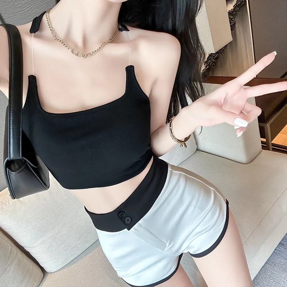 Summer Hot Girls Sexy Hip Up Hot Pants Women's Black And White Contrast Slim Fit Shorts Female Casual Super Short Pants Club