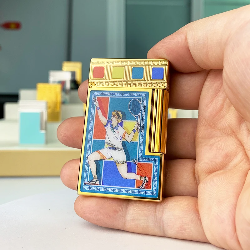 

Новая памятная серия, роскошная зажигалка с одним и двойным пламенем Ping Sound, бутановая зажигалка для курения сигарет с натуральной краской 19023